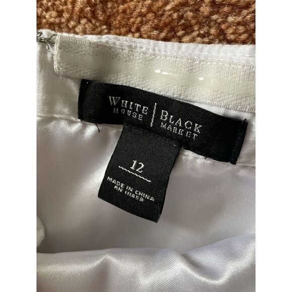 WHITE HOUSE BLACK MARKET WHITE SILK Blend SHINY  Lined HALTER MINI DRESS L - Picture 4 of 9